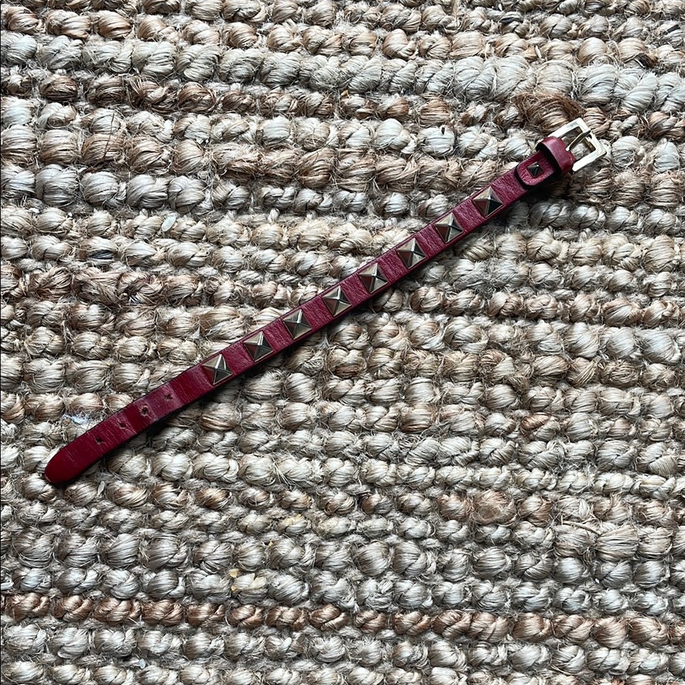 Valentino Rockstud Red Leather Bracelet